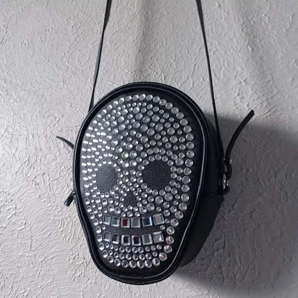 Bath & Body Works Handbags - Black and Silver Skull Rhinestone Crossbody Bag Bath & Body Works
